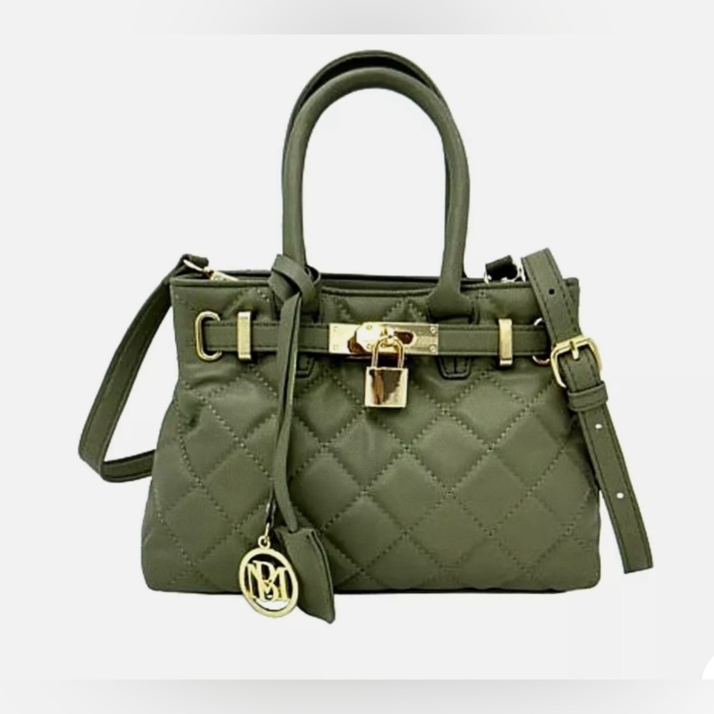 NWT Mini Diamond Quilted Tote with Front Lock - Stone